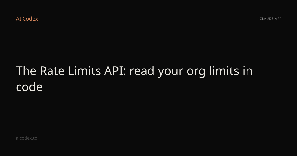 The Rate Limits API: read your org limits in code — AI Codex