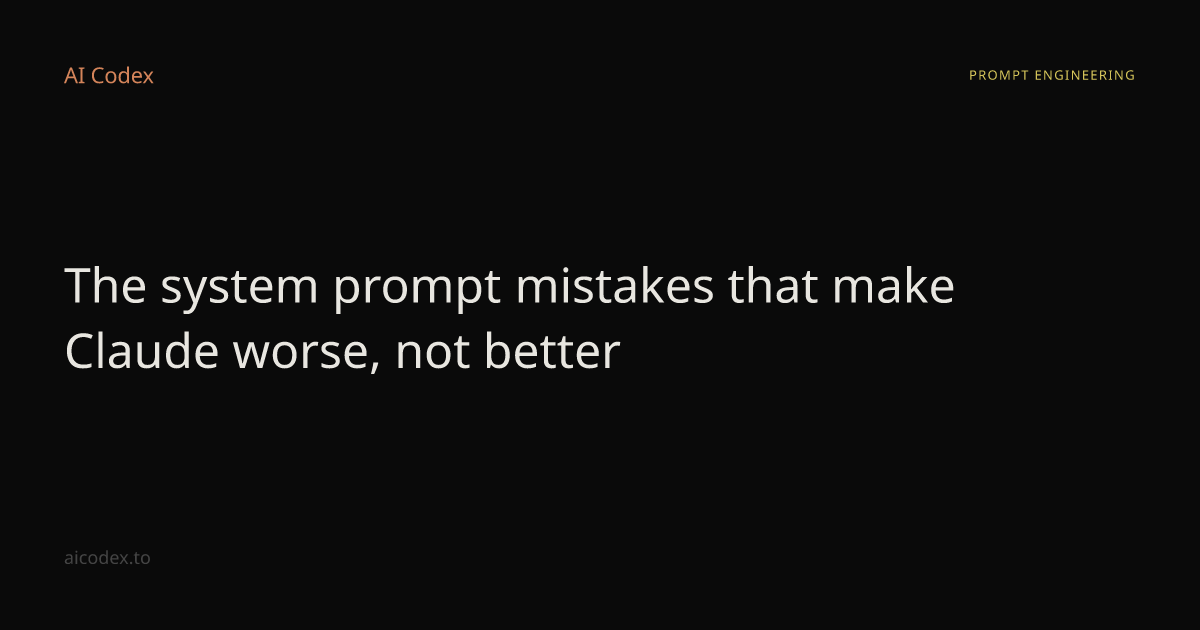 The system prompt mistakes that make Claude worse, not better — AI Codex